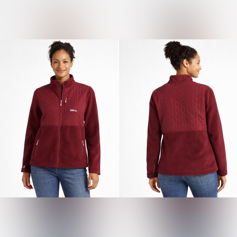 Eddie Bauer Mixed Media Fleece‎ Jacket Burgundy Size Small NWT
